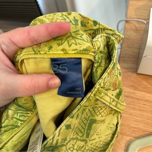 Pilcro The Wanderer Low-Rise Pants in Light Green Patterned Straight Leg Size 25 - Picture 5 of 8